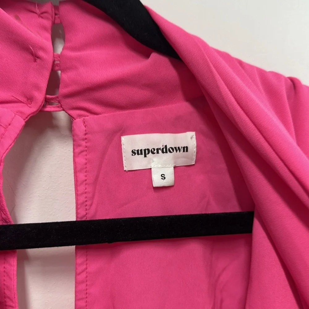 Superdown Vibrant Pink Kaycie drape neck romper S - Picture 5 of 9